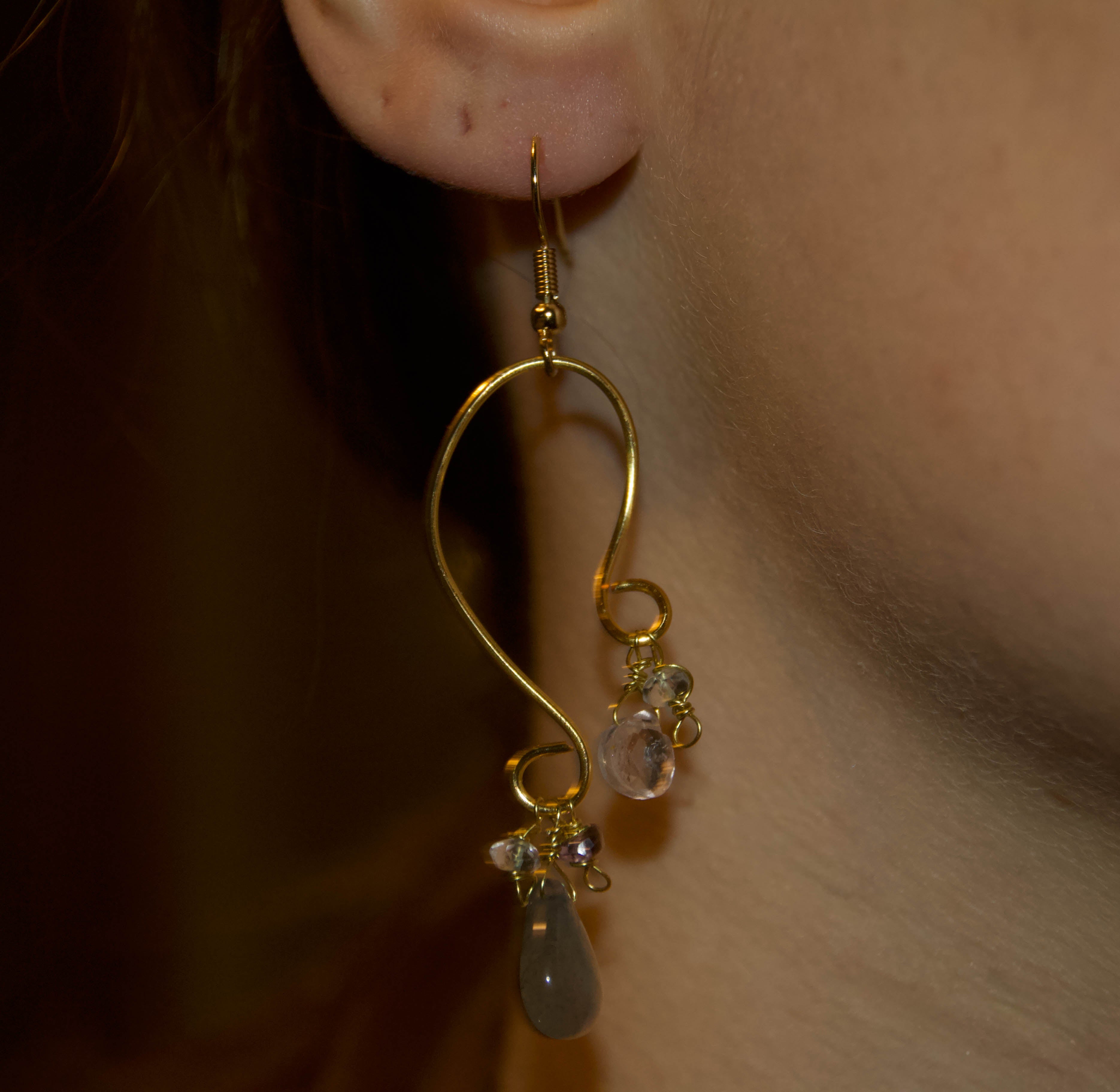 Orecchini Multigemma – Labradorite, Quarzo Rosa, Ametista e Acquamarina