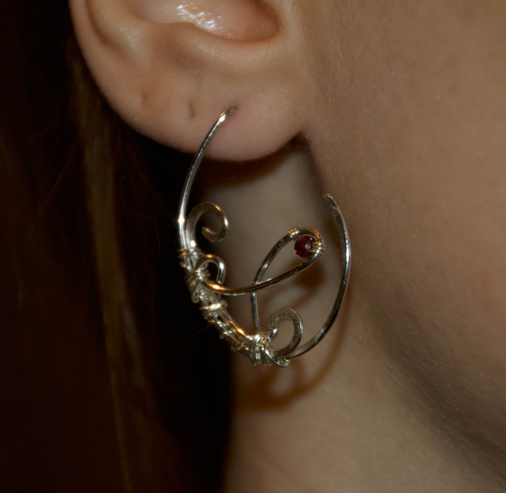 orecchini granato rosso