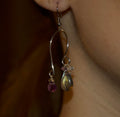 orecchino in labradorite, ametista, quarzo ialino