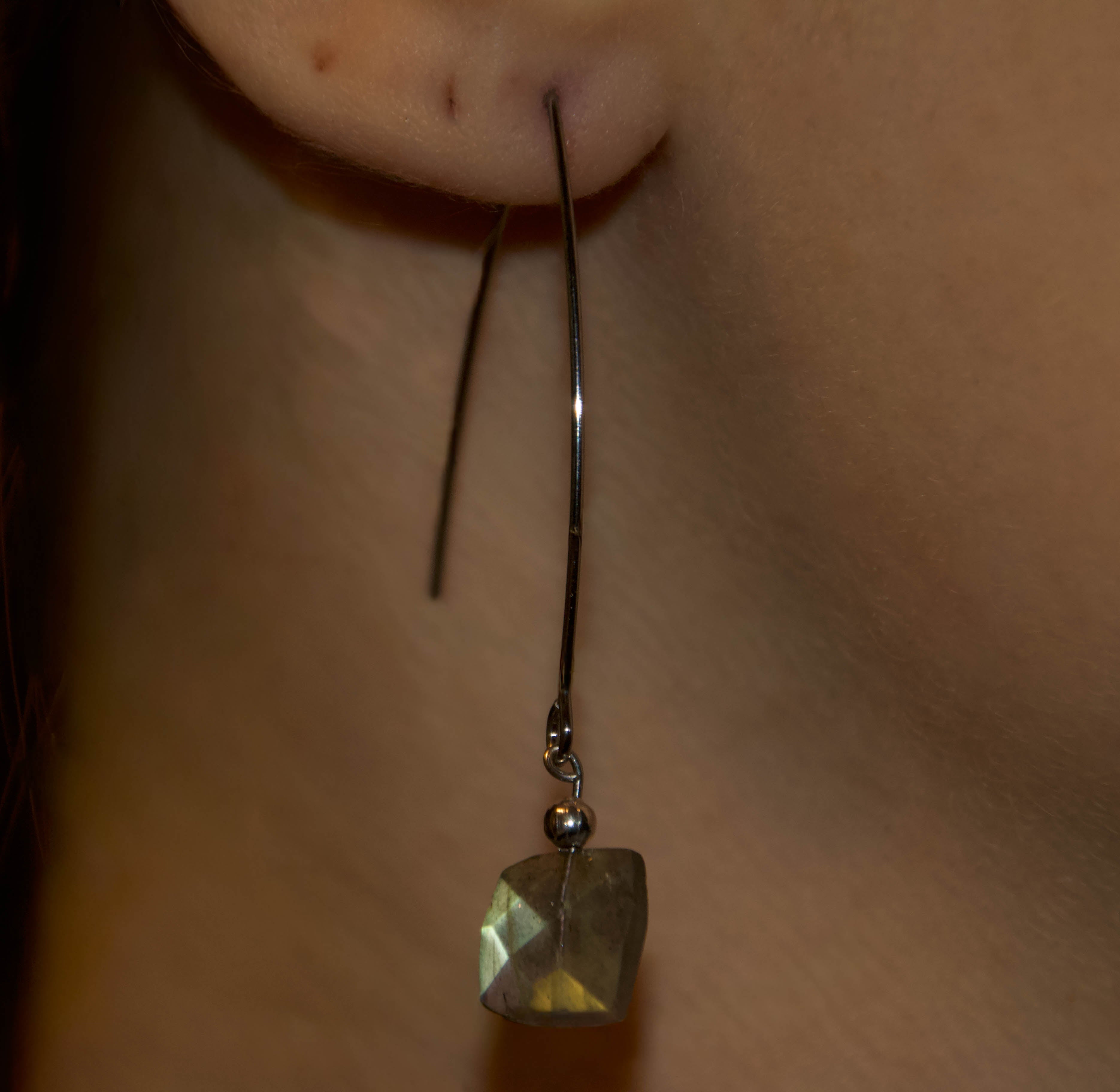 Orecchini in Labradorite – Pendente Argentato