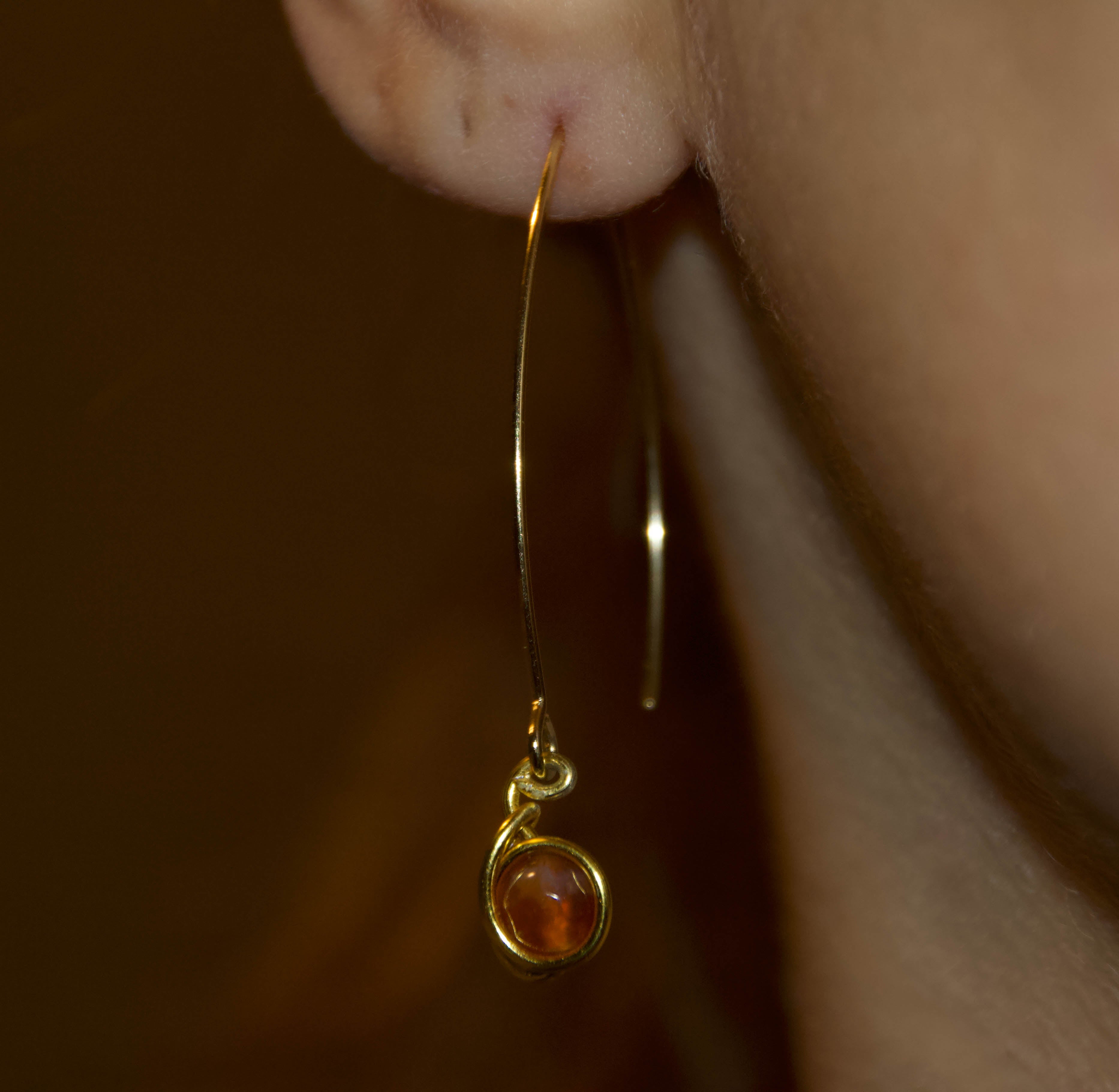 Orecchini in Corniola – Pendente Minimal Dorato