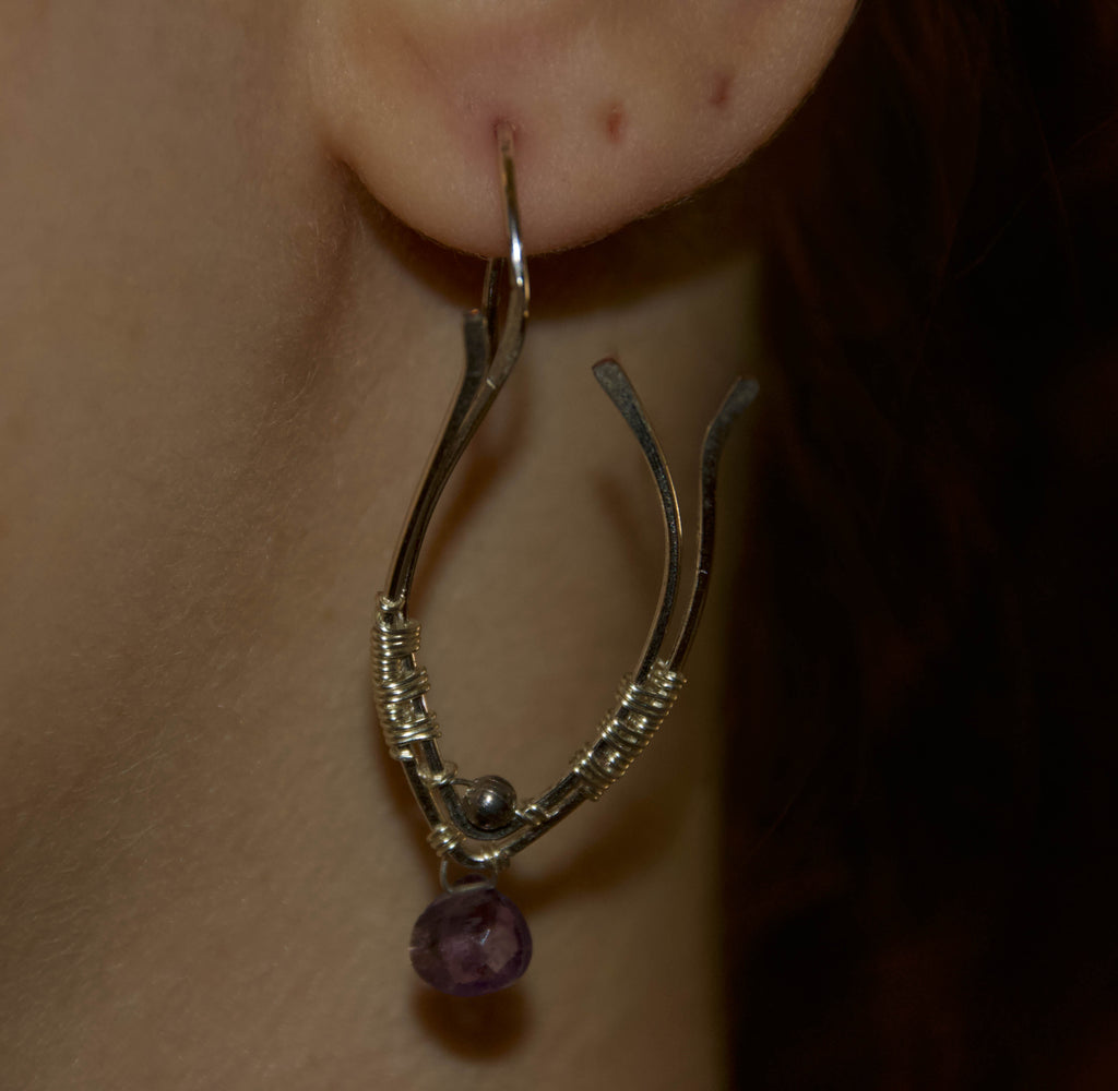 Orecchini in Ametista – Design Argento Wire Art