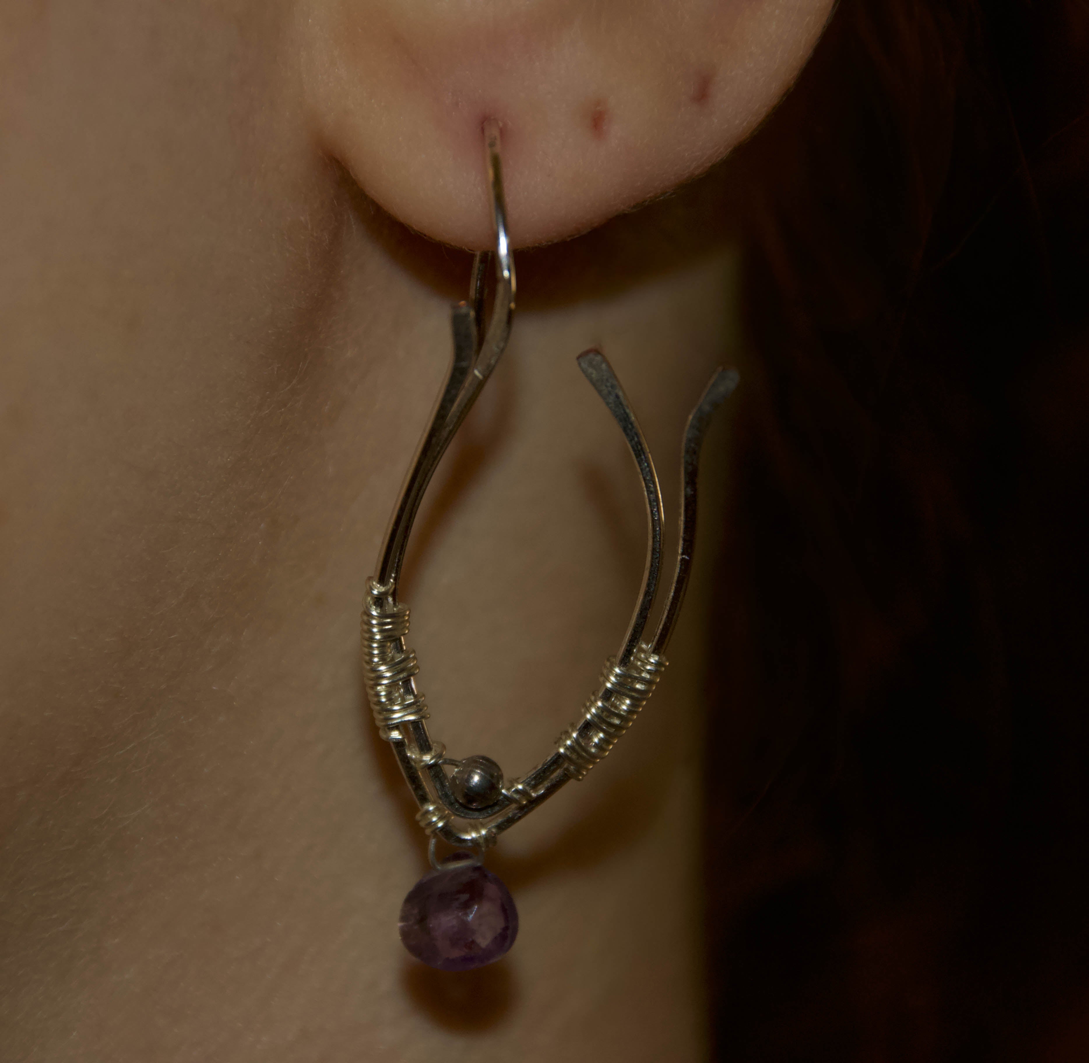 Orecchini in Ametista – Design Argento Wire Art