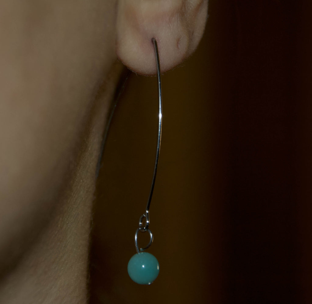 Orecchini in Amazzonite – Pendente Minimal Argento