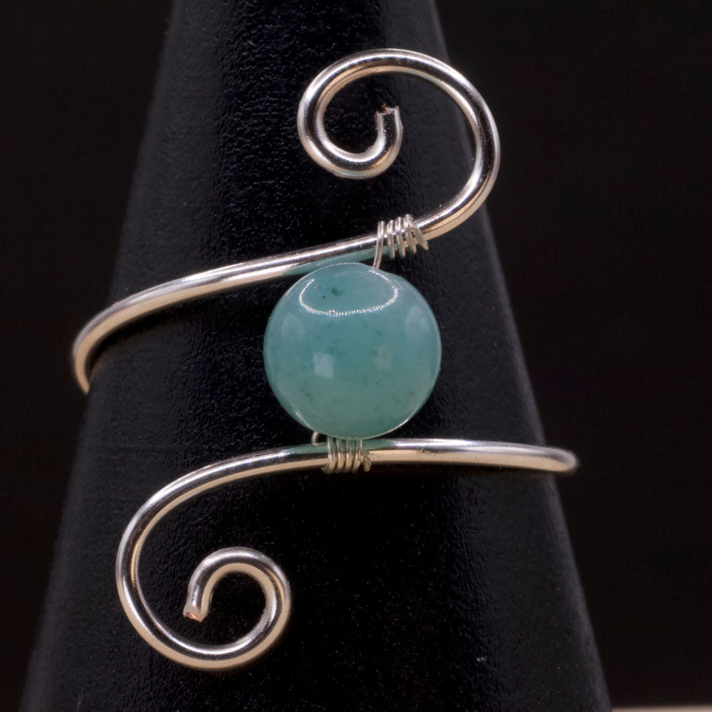 Anello in amazzonite | spirale verticale argento