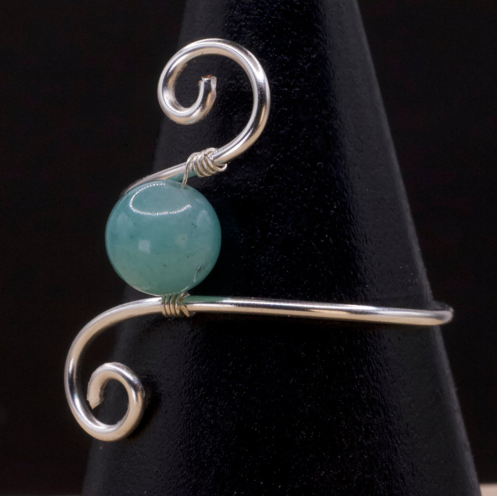 Anello in amazzonite | spirale verticale argento