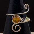 Anello in corniola, tanzanite e peridoto | spirale in rame placcato argento 925