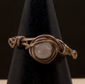 Anello in quarzo rosa | rame intrecciato