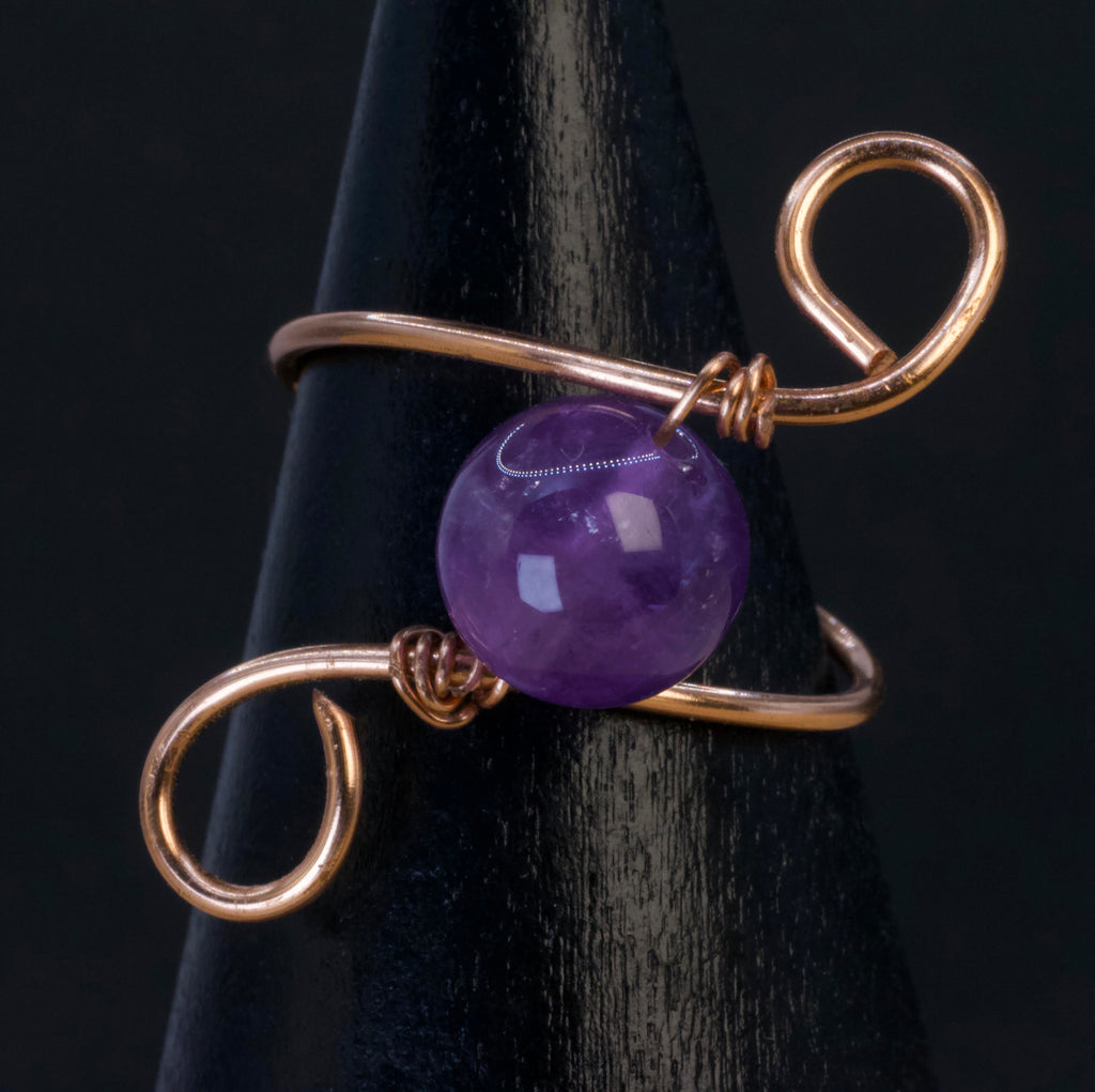 Anello in ametista | spirale in rame