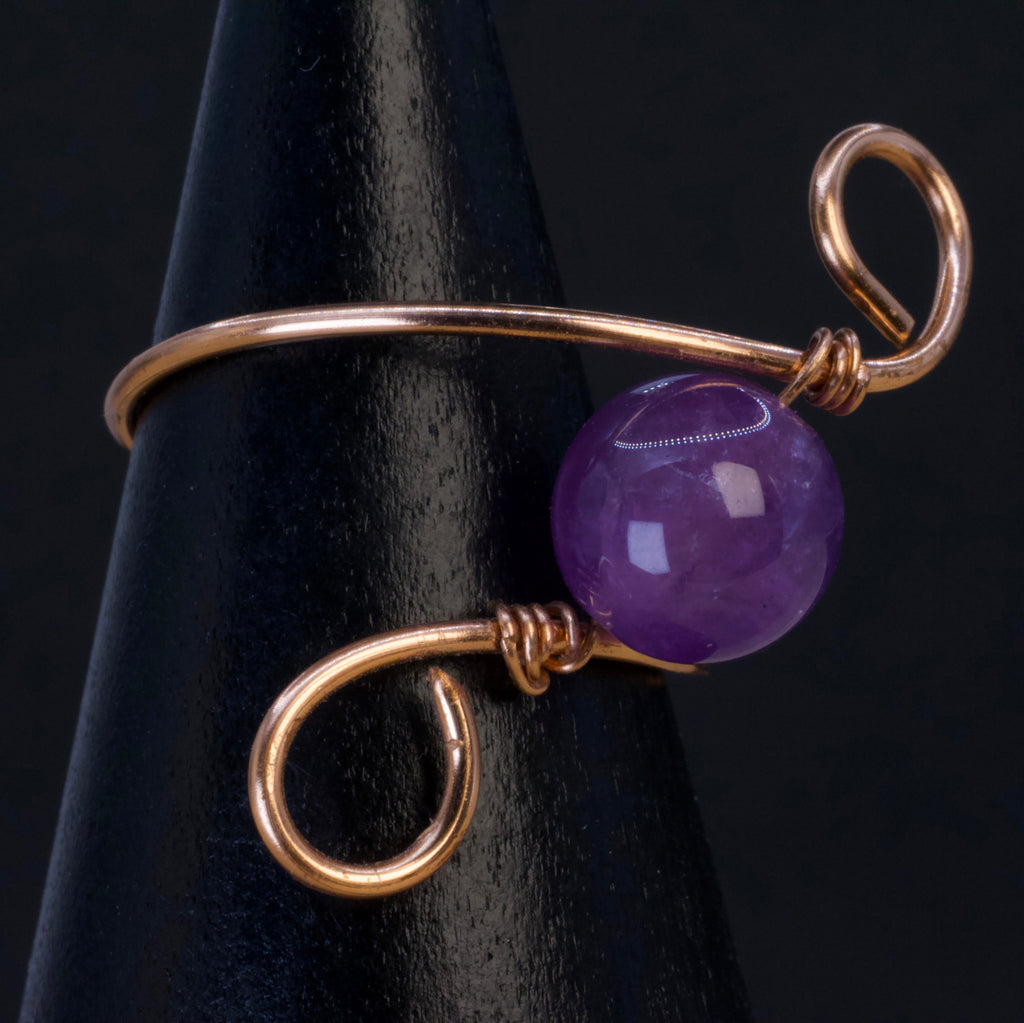 Anello in ametista | spirale in rame