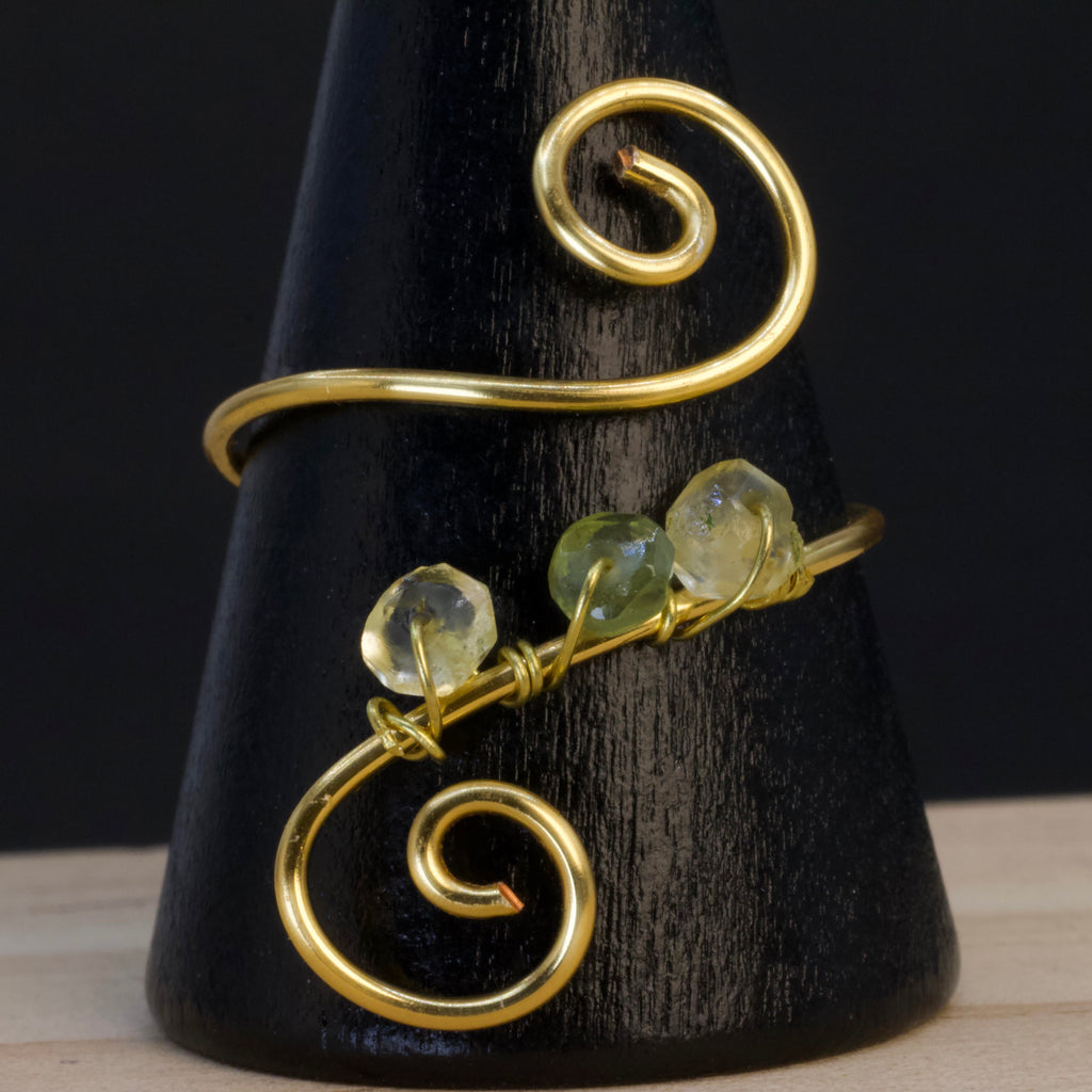 Anello in quarzo citrino e peridoto