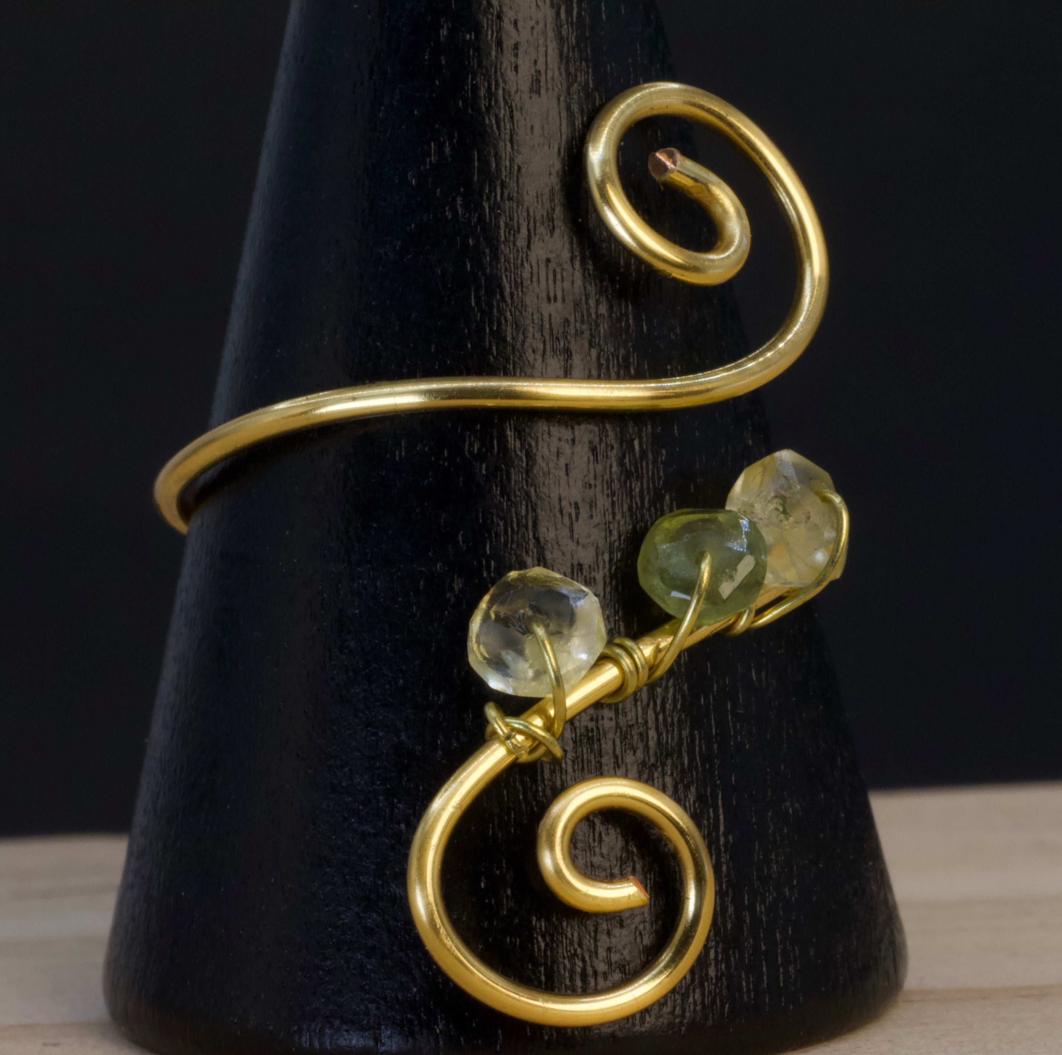 Anello in quarzo citrino e peridoto