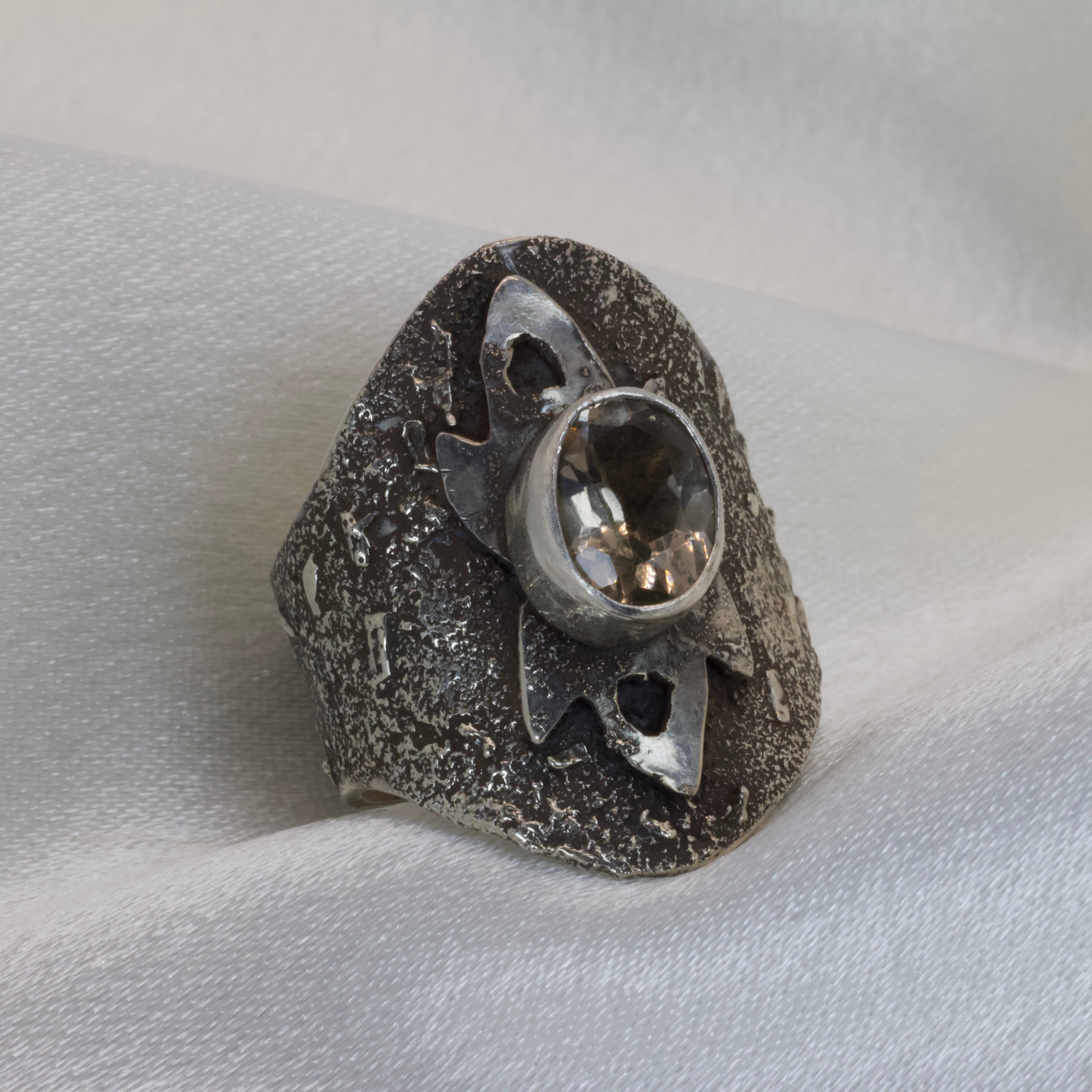 Anello Quarzo Fumè e Argento 925