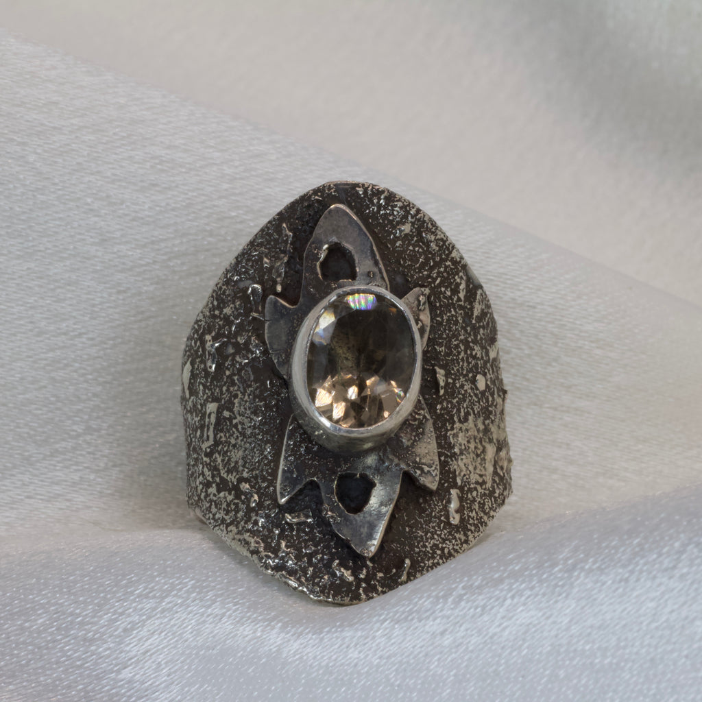 Anello Quarzo Fumè e Argento 925