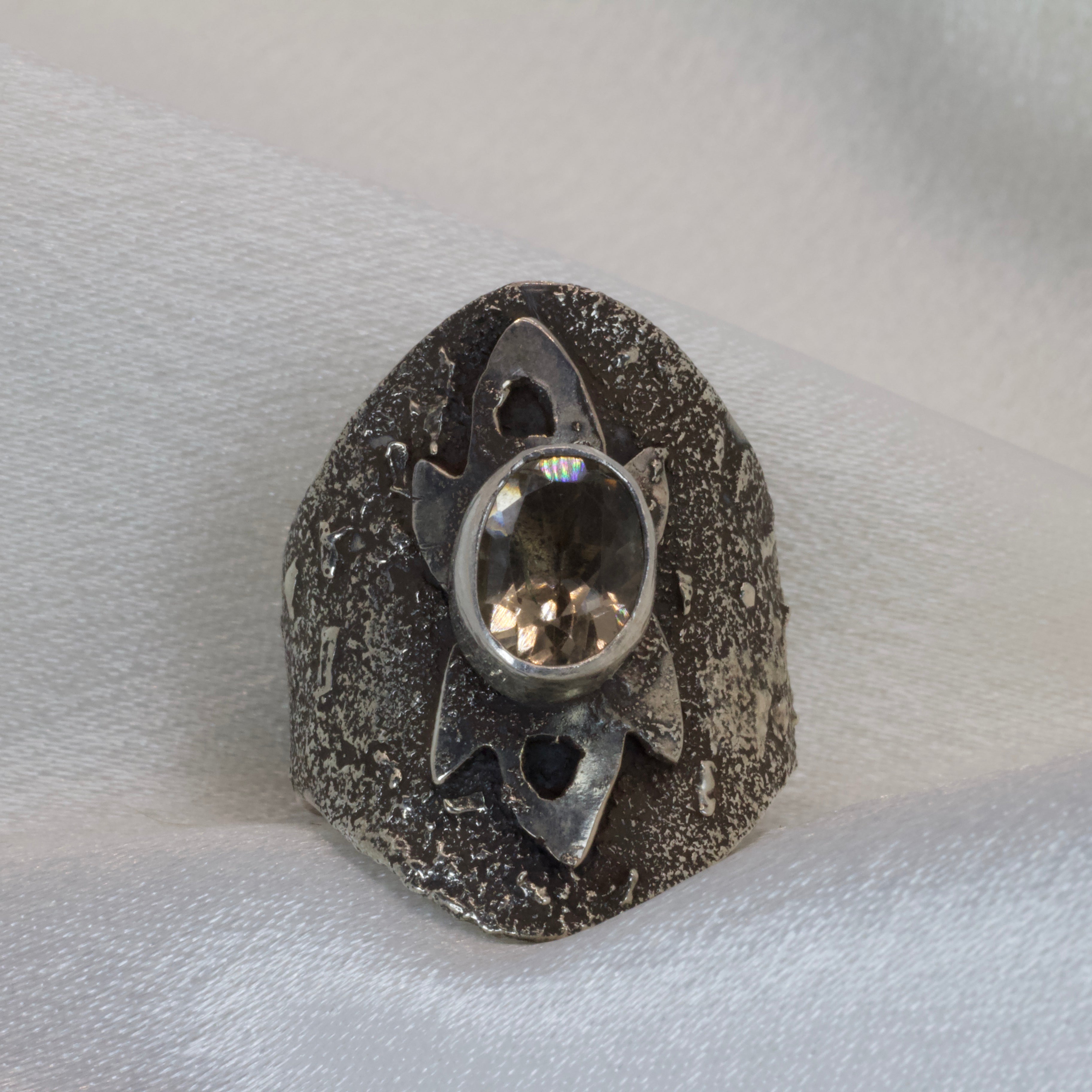 Anello Quarzo Fumè e Argento 925